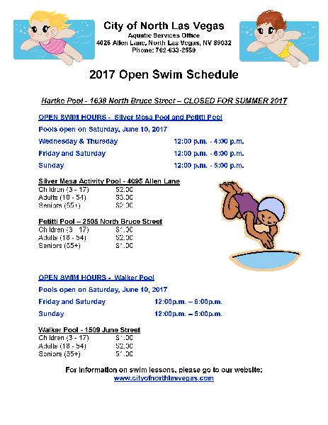 2017 Summer Swim Schedule